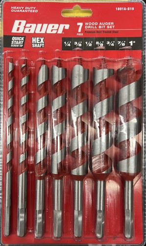 7pc Wood Auger Drill Bit Set: 1/4, 3/8 