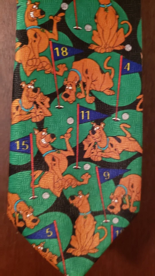 Corbata de golf Scooby-Doo motivo verde 1999 Hanna Barbera TM Cartoon Network limpieza en seco Foto 2 de 4