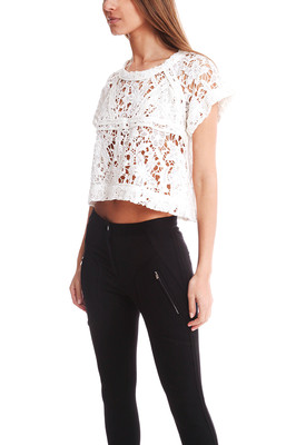  $485 IRO ''Filly'' Lace Embroidered Top  SZ 36 Ivory Crochet