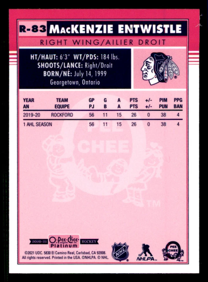 2020-21 O-Pee-Chee Platinum Retro #R83 MacKenzie Entwistle - Image 2 of 2