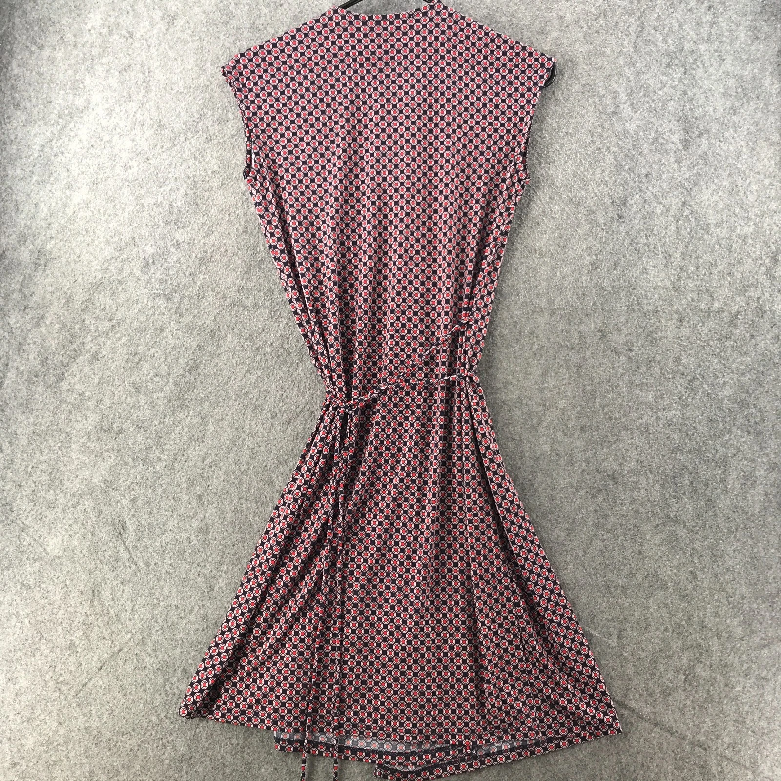 Abito donna Michael Kors elasticizzato blu rosso cerchio stampa a pois cravatta avvolgente taglia P