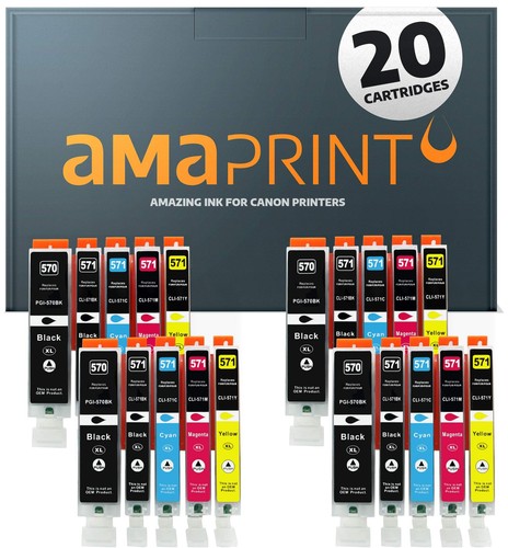 Lot 20 Cartouches D'encre Compatible Canon PGI-570 CLI-571 XL - 5 Sets - Noire, Cyan, Magenta, Jaune