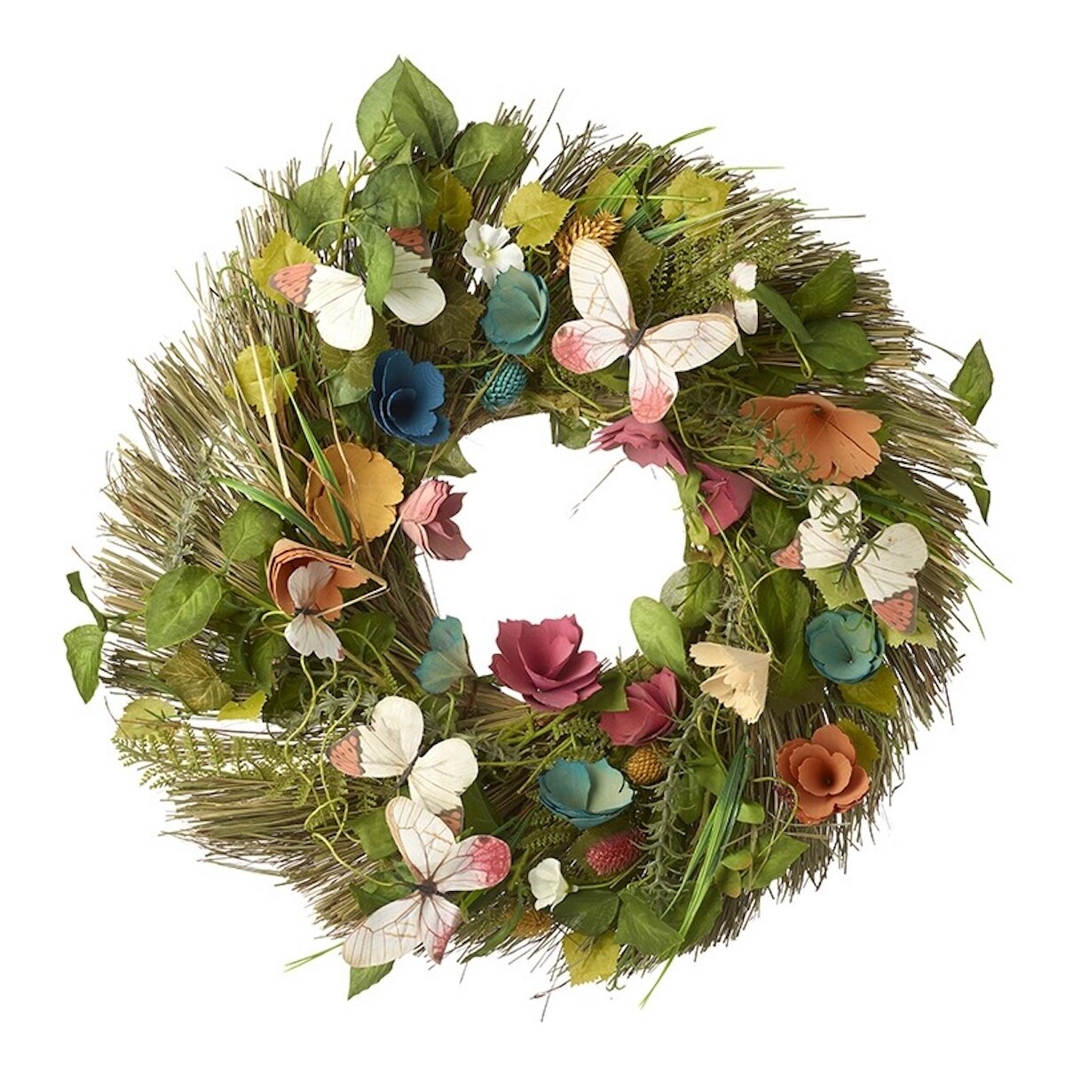 Heaven Sends Multicoloured Floral & Butterfly Wreath Vibrant Front Door Decor