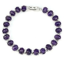 Silver Bracelet Amethyst Genuine Natural Mined Gem Solid Sterling 7 1/4 Inch