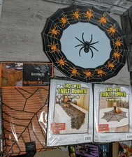 Halloween Spider Web Party Decor Platter Tray Lace Tablecloth Cover Topper Prop