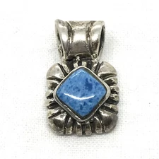 Vintage  Native American Style 925   Sterling Silver Blue Lapis  Slide Pendant 