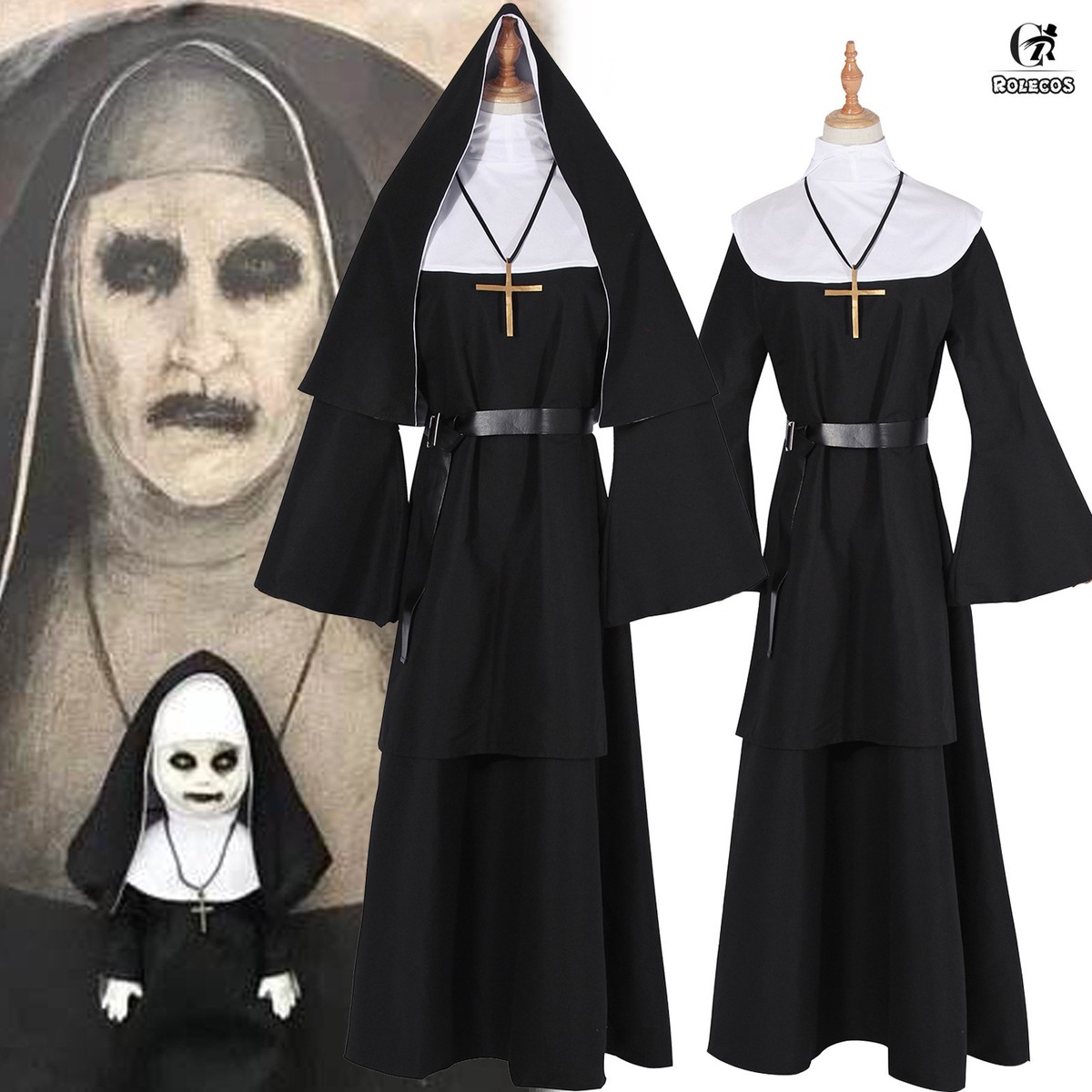 THE NUN VALAK Maschera Cosplay L'Evocazione Voce Spaventosa LED Maschera Halloween Props EUR 18,71 - IT - Foto 8