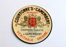 ETIKETT KÄSEBOX - CAMEMBERT COURTONNE'S HOULETTE NORMANDIE, CHEESE LABEL