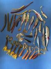 Lot of 30 Worms, Minnow, Hula Grubs Freshwater  Fishing Lures, No Hooks