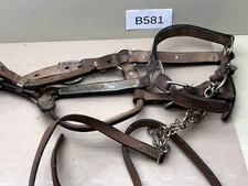 Vintage Leather Horse Bridle  Silver & Brass