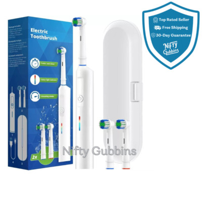 USB Wiederaufladbare Elektrische Zahnbürste mit Timer Reiseetui 2 Oral-B Bürstenköpfe