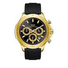 Mens Chronograph Gold Stainless Steel Black Rubber Strap Date Function RRP £269