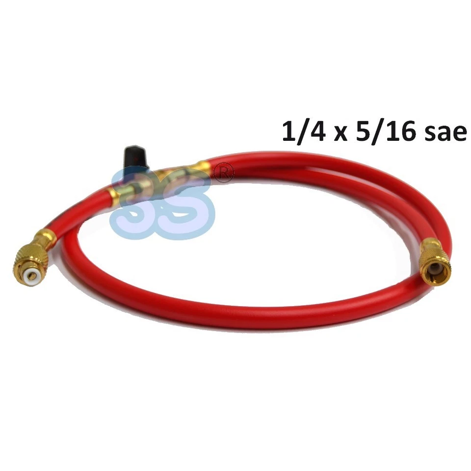 ELKE Flessibile frusta ridotta con rubinetto 1/4 x 5/16 sae - cm 150 - COLORE ROSSO