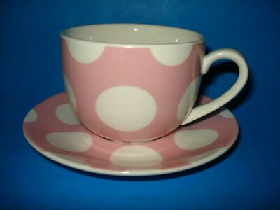 PINK POLKA DOT Maxwell & Williams TEA CUP & SAUCER SET Porcelain 8-oz COFFEE MUG