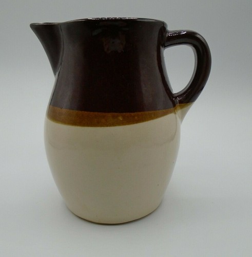 Jarra de cerámica vintage Roseville 6 pulgadas marrón beige - Imagen 1 de 9