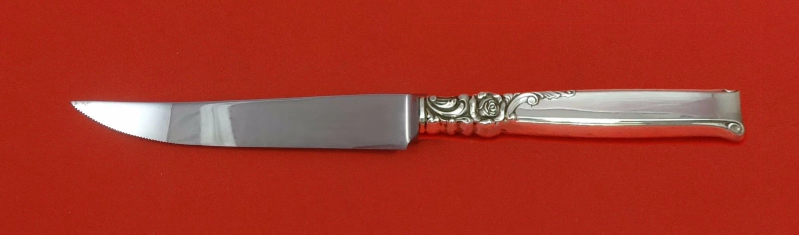 Silver Rose by Oneida Sterling Silver Steak Knife Serrated HHWS Custom 8 1/2"