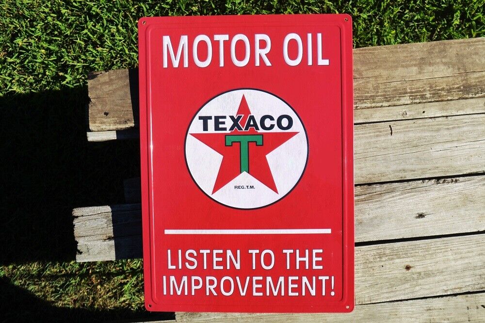 TEXACO Motor Oil ~ The Texas Company Vintage Tin Metal Sign