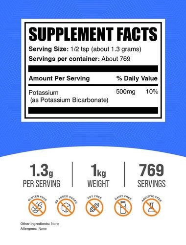 BulkSupplements Bicarbonato di Potassio in Polvere - 1,3 g per porzione - Foto 12 di 12