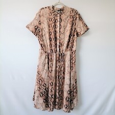 SheIn Womens Snakeskin Print Fitted Waist Short Sleeve Shirt Dress Size 2XL