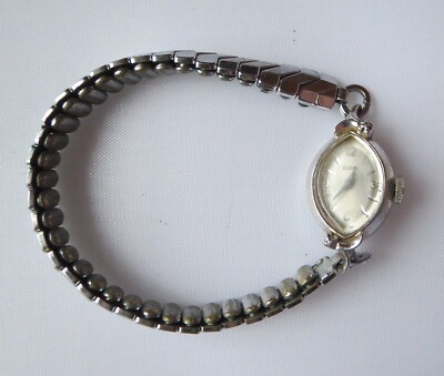 Ladies Elgin 10k RGP Sterling Lug Stainless Steel Back Watch For Repair 