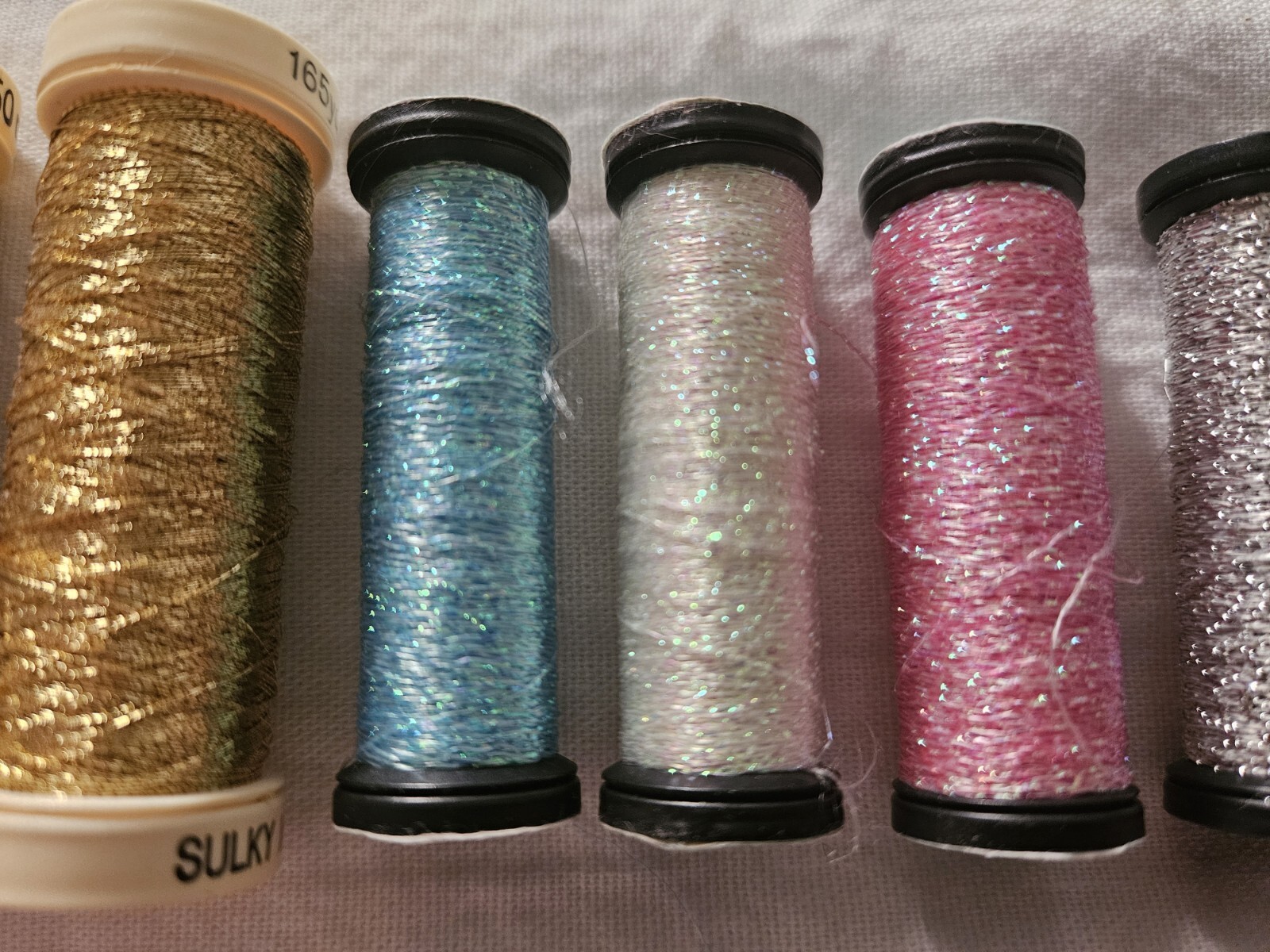 9 pc Lot SULKY & KREINIK Metallic Threads Sparkling Gold Silver Blue Pink EUC 