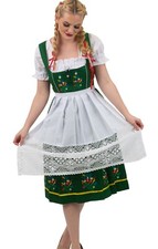 3XL 26 German Dirndl Long Dress Lace Apron Top EMBROIDERED Oktoberfest Green
