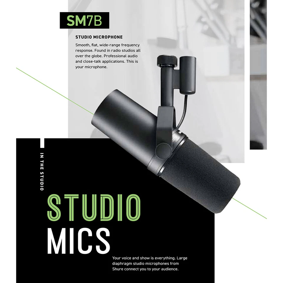 Professional SM7B Vocal Dynamic Microphone for Radio Recording Broadcasting - Image 3 of 4