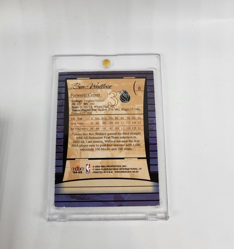 RARO GOLD FOIL PARALLEL 2004-05 THROWBACKS BEN WALLACE DETROIT PISTONI NBA - Foto 2 di 2