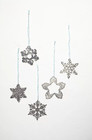 NEW Free People Silver Etched Snowflake Ornaments Set of 5 Holiday Christmas