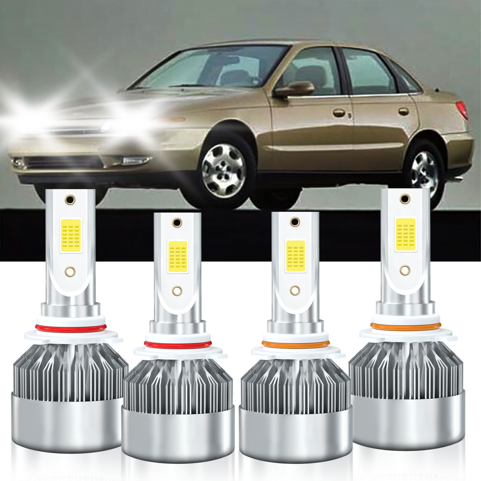 For Saturn LS2 2000-2000 4x LED Headlight Bulbs High Low Beam Kit 9005 9006