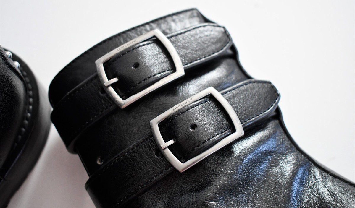 サンローラン ARMY 20 BUCKLE ブーツ 🆕️SAINT LAURENT ARMY 20 Black Leather Buckled MILITARY