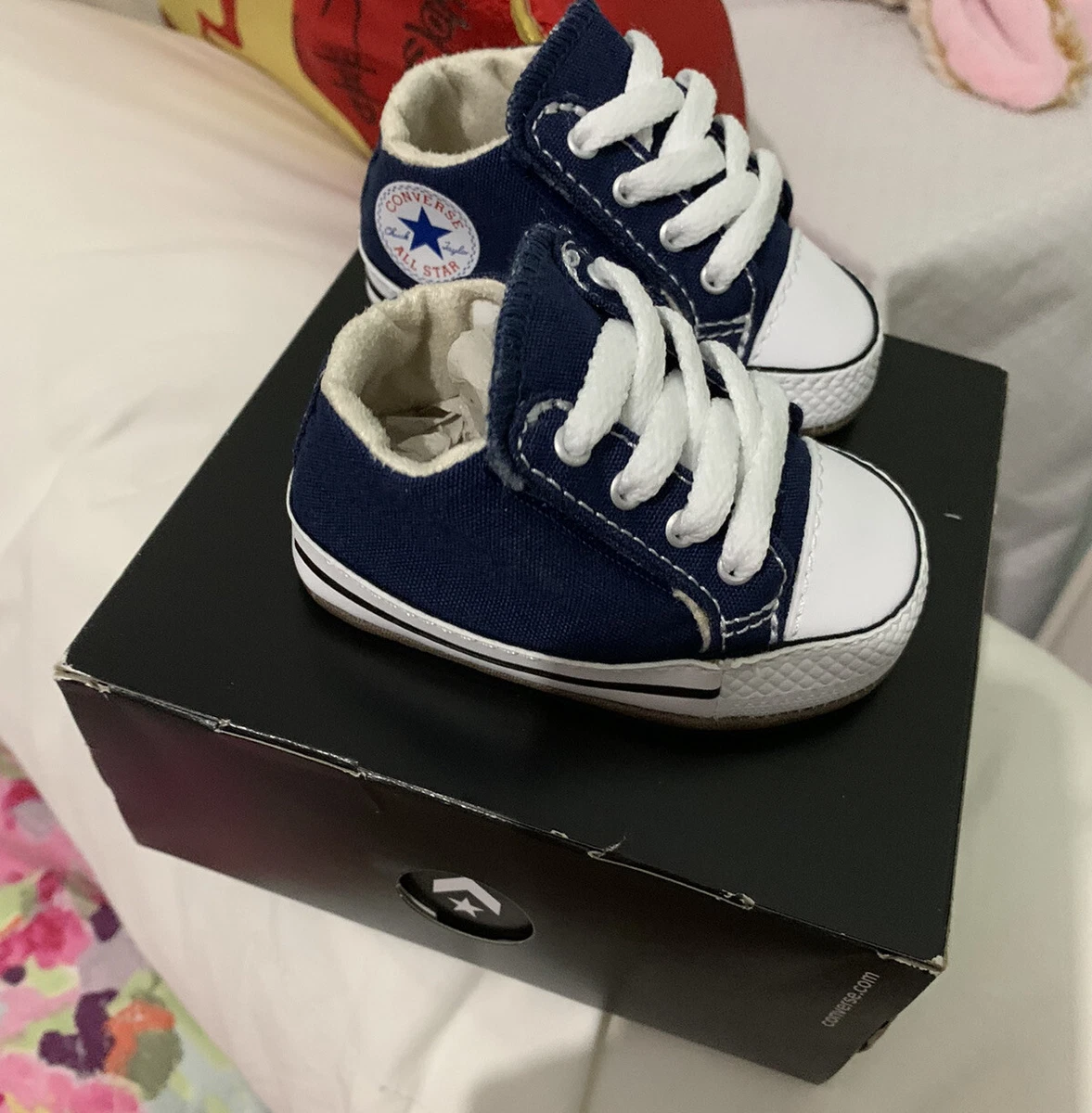 Converse Blue White Baby Boy Girl Shoes Size 1 UK