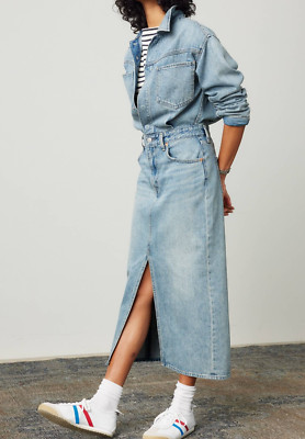 Levi's Denim MIDI Shirt Dress Jeans Cotton Medium Wash Women's Size 24, 26 New