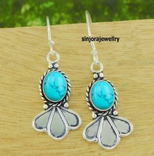 Turquoise Gemstone 925 sterling silver handmade Dangle Drop Earrings