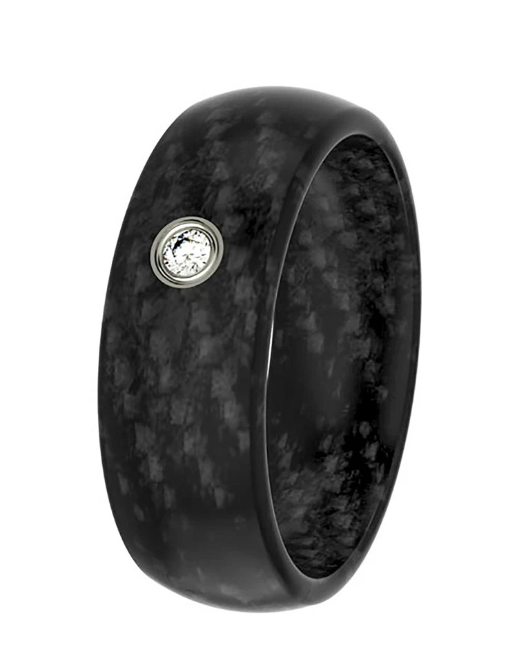 Ring Partnerringe Verlobungsringe Ehering Carbon + Diamant +Garantie od Zirkonia - Bild 3 von 4