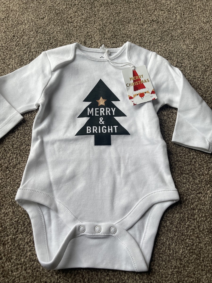 Next Christmas Baby Merry Bright Bodysuit Vest 3-6 Months Unisex