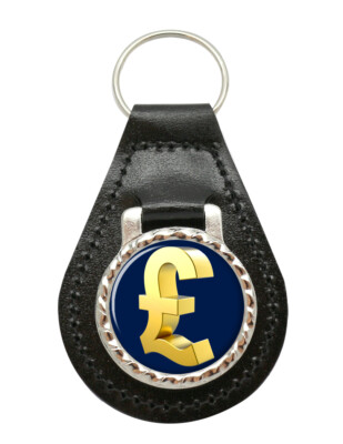 Schlüsselanhänger Gold Pfund £ Leder