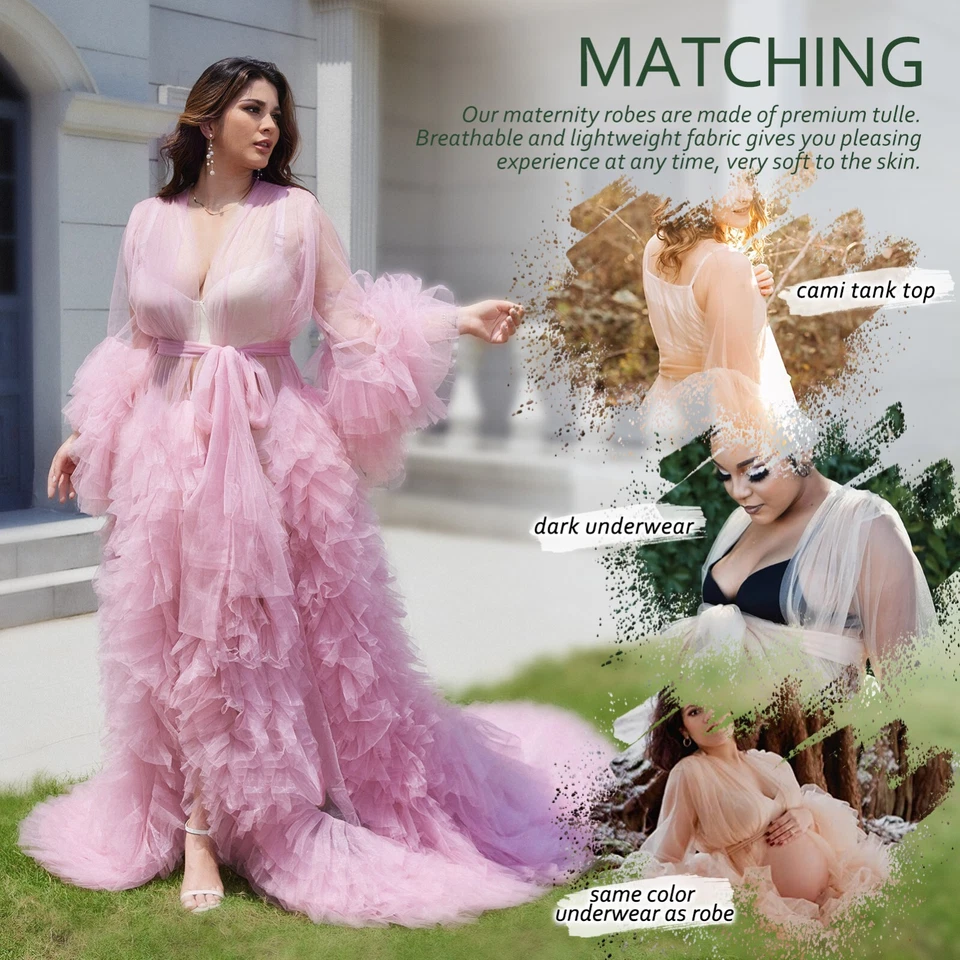 Women Maternity Dress Photoshoot Sleepwear Robes Wedding Dresses Pregnant Gown - Image 2 of 4