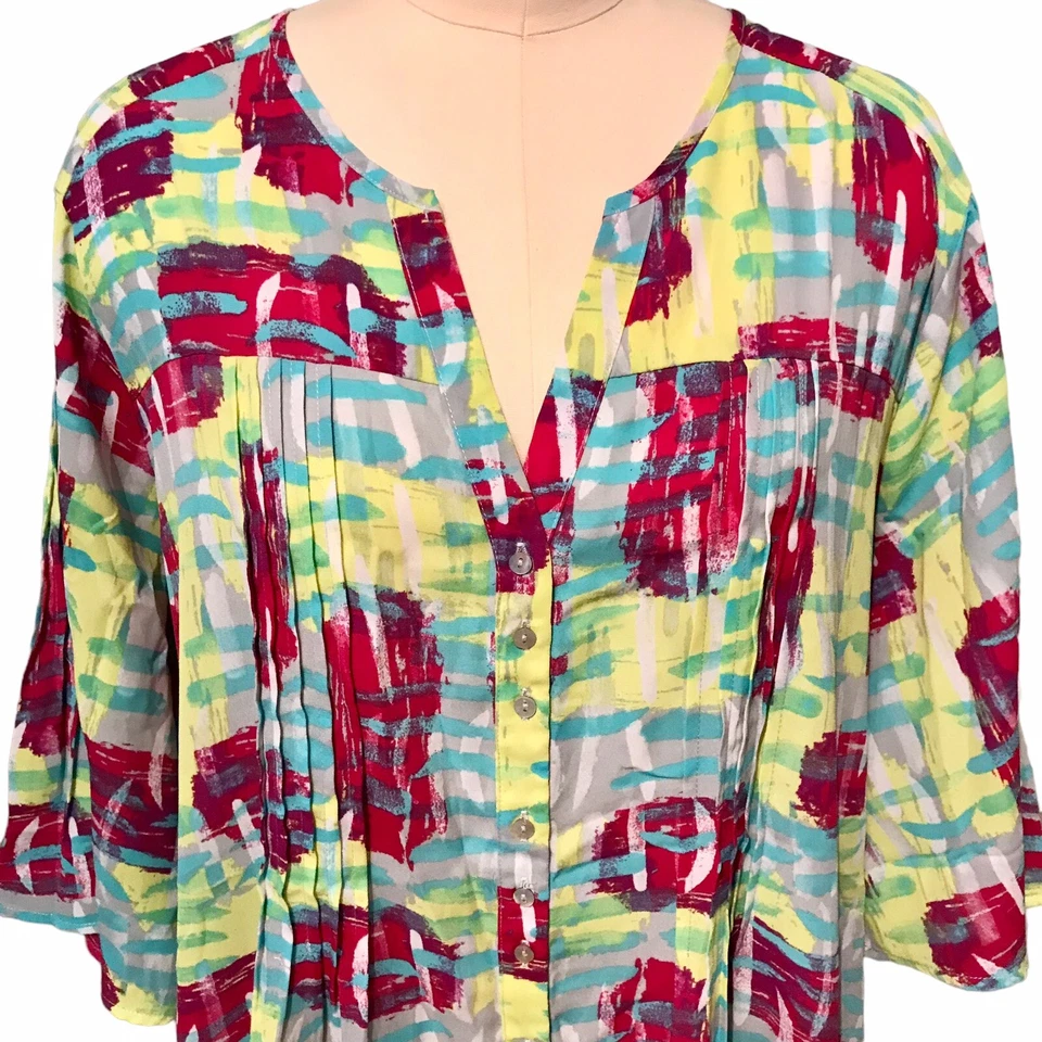 Туника Melissa McCarthy Seven7 топ пинтак галстук сзади вычурная абстрактная женская размер 2X - Изображение 2 из 4