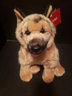 NEW FAO SCHWARTZ PLUSH REALISTIC GERMAN SHEPARD STUFFED PUPPY DOG 12 TALL