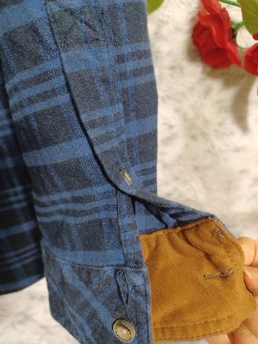 Legendary Whitetails Men's Flannel Shirt Size L Plaid Blue Black Faux Suede - Picture 6 of 6