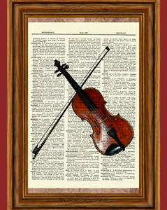 Violin Vintage Dictionary Art Print Picture Bow Music Musician Gift