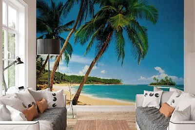 Living room Theme Wallpaper Palms beach wall mural 366x254 cm dining room sea - Image 1 of 4