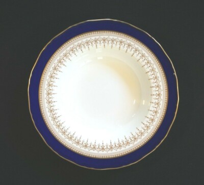 Beautiful Royal Worcester Regency Blue Rimmed Soup Bowl