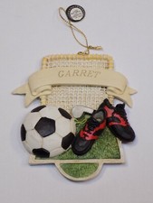 Garret Nombre Personalizado Jugador de Fútbol Zapatos Pelota Portería BRN Adorno Navidad 4"