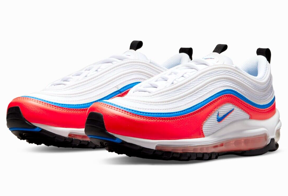 Nike Air Max 97 Womens Size 6 DV2222 Double Swoosh White Crimson Sneakers