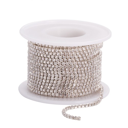 Rouleau De Chaîne Strass 5 Mètres Argent - Pour Décoration DIY, Couture, Mariage, Vêtements