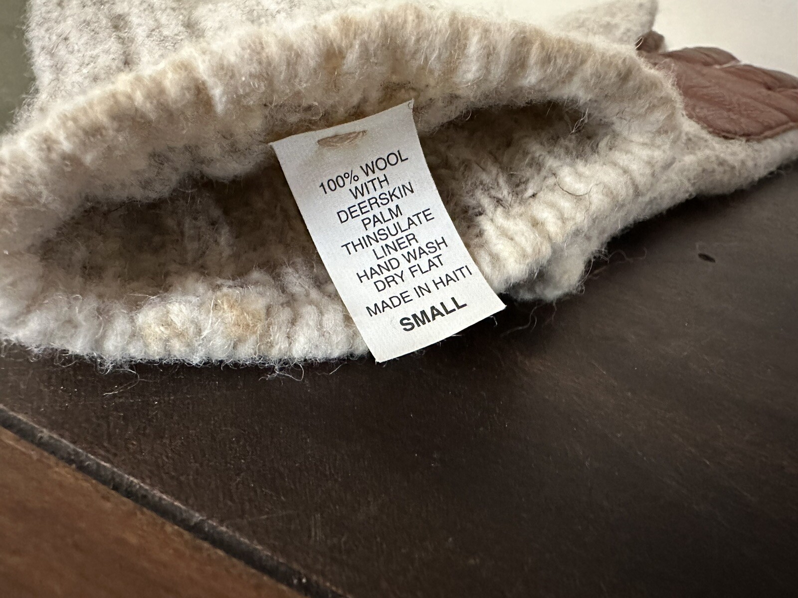 Vintage Ragg Wool with Deerskin Palm Winter Gloves Thinsulate Lined Men