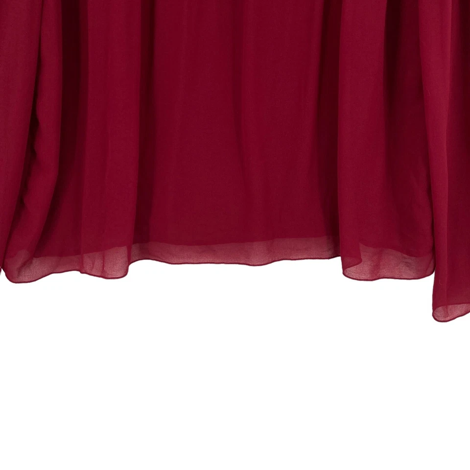 Blusa Top Kensie Jeans Mujer Grande Roja Transparente Forrada Manga Larga Cuello Redondo Foto 3 de 4