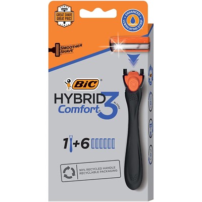 3 TOUGH BLADE Triple Blade Razor 6 Cartridges Micro Touch Tough pivoting head